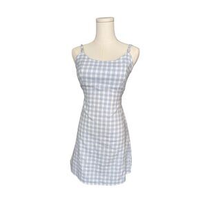Brandy Melville John Galt Colleen White belted 
Blue Paid Gingham Mini Dress M